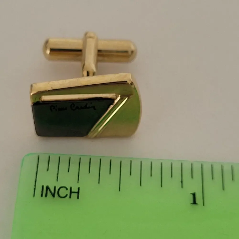 Pierre Cardin Gold Silver Tone‎ Logo Cufflinks Vintage Geometric Designer Retro